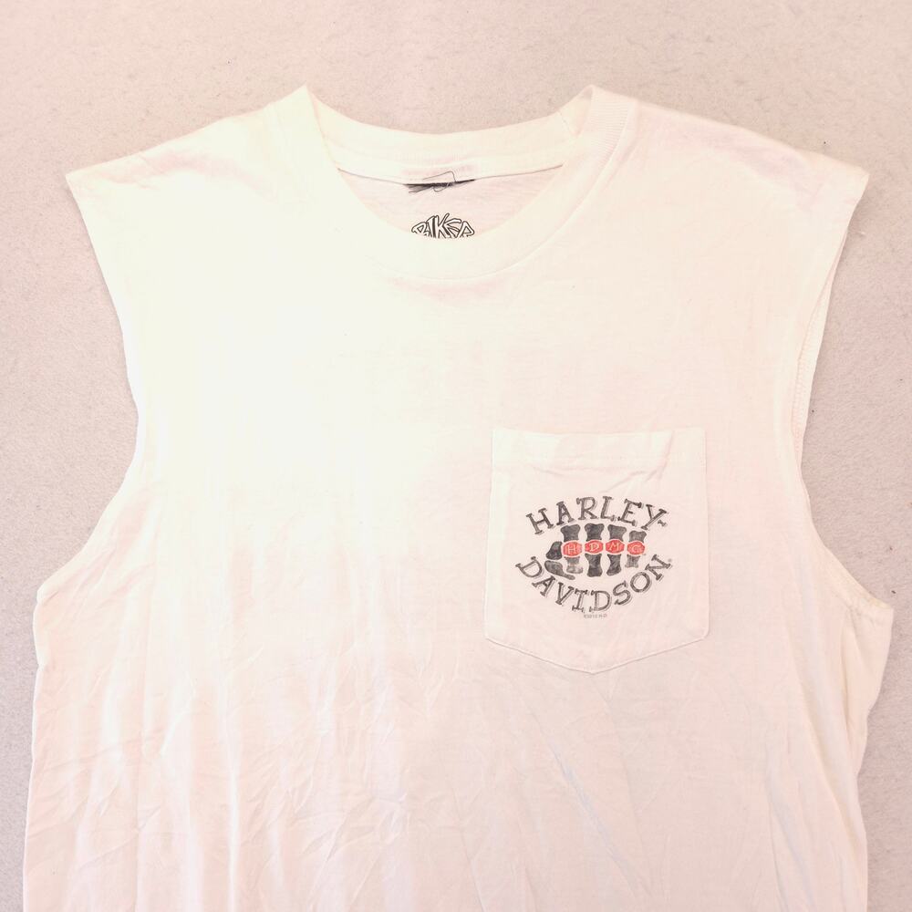 Harley Davidson Crew Neck Sleeveless Graphic Tank Top Shirt Mens Size M White